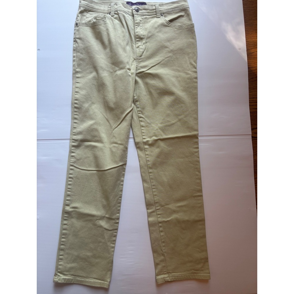 Gloria Vanderbilt Amanda High Rise Tapered Jeans yellow Green Khaki Size 12 Avg